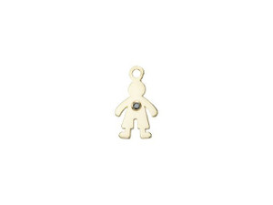 Gold-Finish Little Boy Charm with Genuine Black Diamond